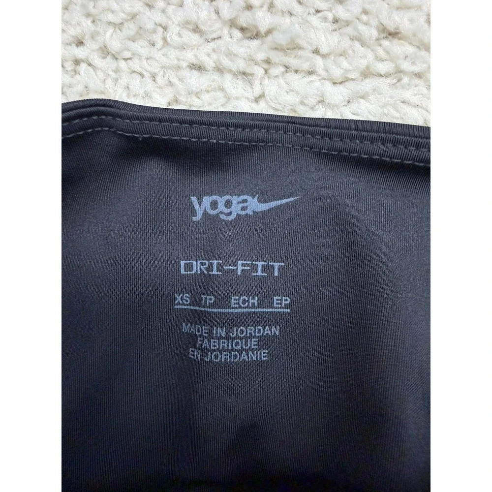Nike Yoga High Waist 7/8 Metallic Trim Leggings Womens XS Black Work Out Gym